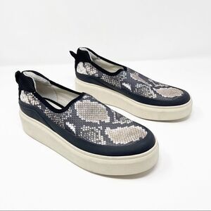 Franco Sarto Black and Cream Snake Print Sneakers